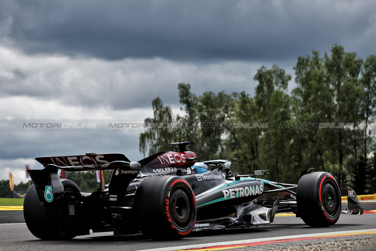 GP BELGIO, George Russell (GBR) Mercedes AMG F1 W15.

26.07.2024. Formula 1 World Championship, Rd 14, Belgian Grand Prix, Spa Francorchamps, Belgium, Practice Day.

- www.xpbimages.com, EMail: requests@xpbimages.com © Copyright: Bearne / XPB Images