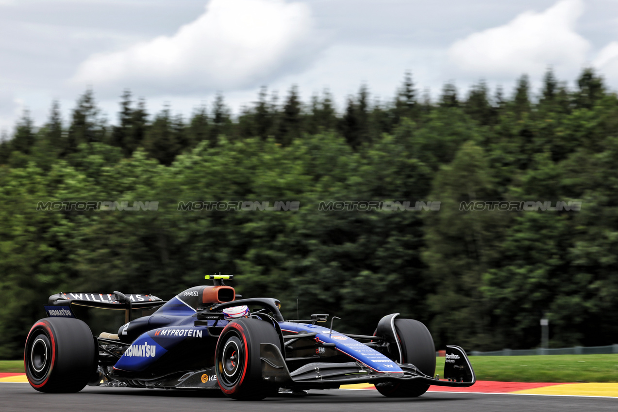 GP BELGIO, Logan Sargeant (USA) Williams Racing FW46.

26.07.2024. Formula 1 World Championship, Rd 14, Belgian Grand Prix, Spa Francorchamps, Belgium, Practice Day.

- www.xpbimages.com, EMail: requests@xpbimages.com © Copyright: Bearne / XPB Images