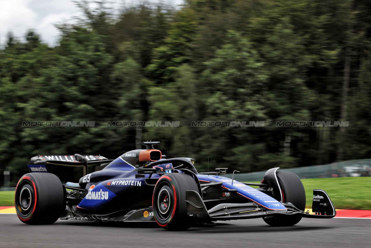 GP BELGIO, Alexander Albon (THA) Williams Racing FW46.

26.07.2024. Formula 1 World Championship, Rd 14, Belgian Grand Prix, Spa Francorchamps, Belgium, Practice Day.

- www.xpbimages.com, EMail: requests@xpbimages.com © Copyright: Bearne / XPB Images