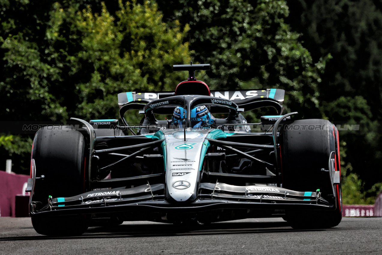 GP BELGIO, George Russell (GBR) Mercedes AMG F1 W15.

26.07.2024. Formula 1 World Championship, Rd 14, Belgian Grand Prix, Spa Francorchamps, Belgium, Practice Day.

- www.xpbimages.com, EMail: requests@xpbimages.com © Copyright: Charniaux / XPB Images