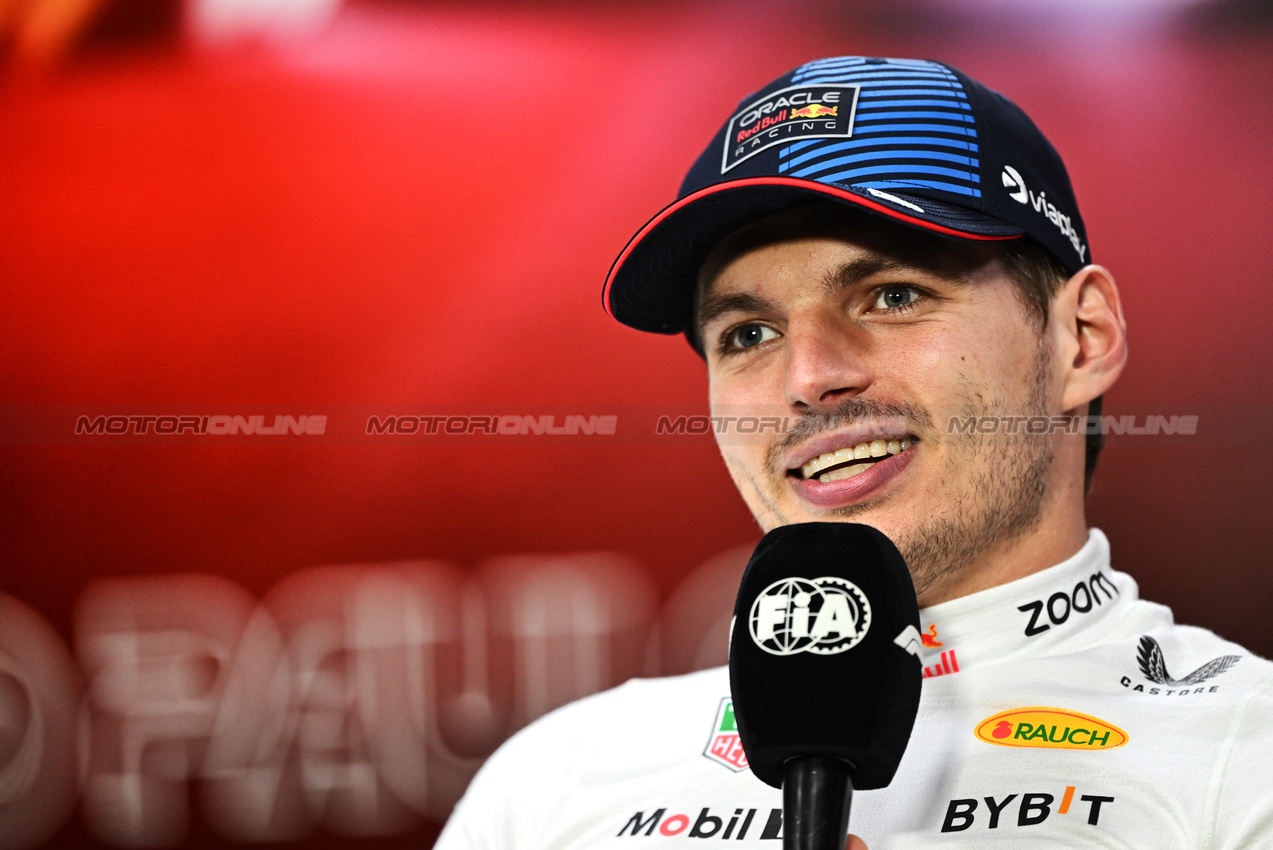 GP BRASILE, Max Verstappen (NLD) Red Bull Racing in the post race FIA Press Conference.

03.11.2024. Formula 1 World Championship, Rd 21, Brazilian Grand Prix, Sao Paulo, Brazil, Gara Day.

- www.xpbimages.com, EMail: requests@xpbimages.com © Copyright: Price / XPB Images