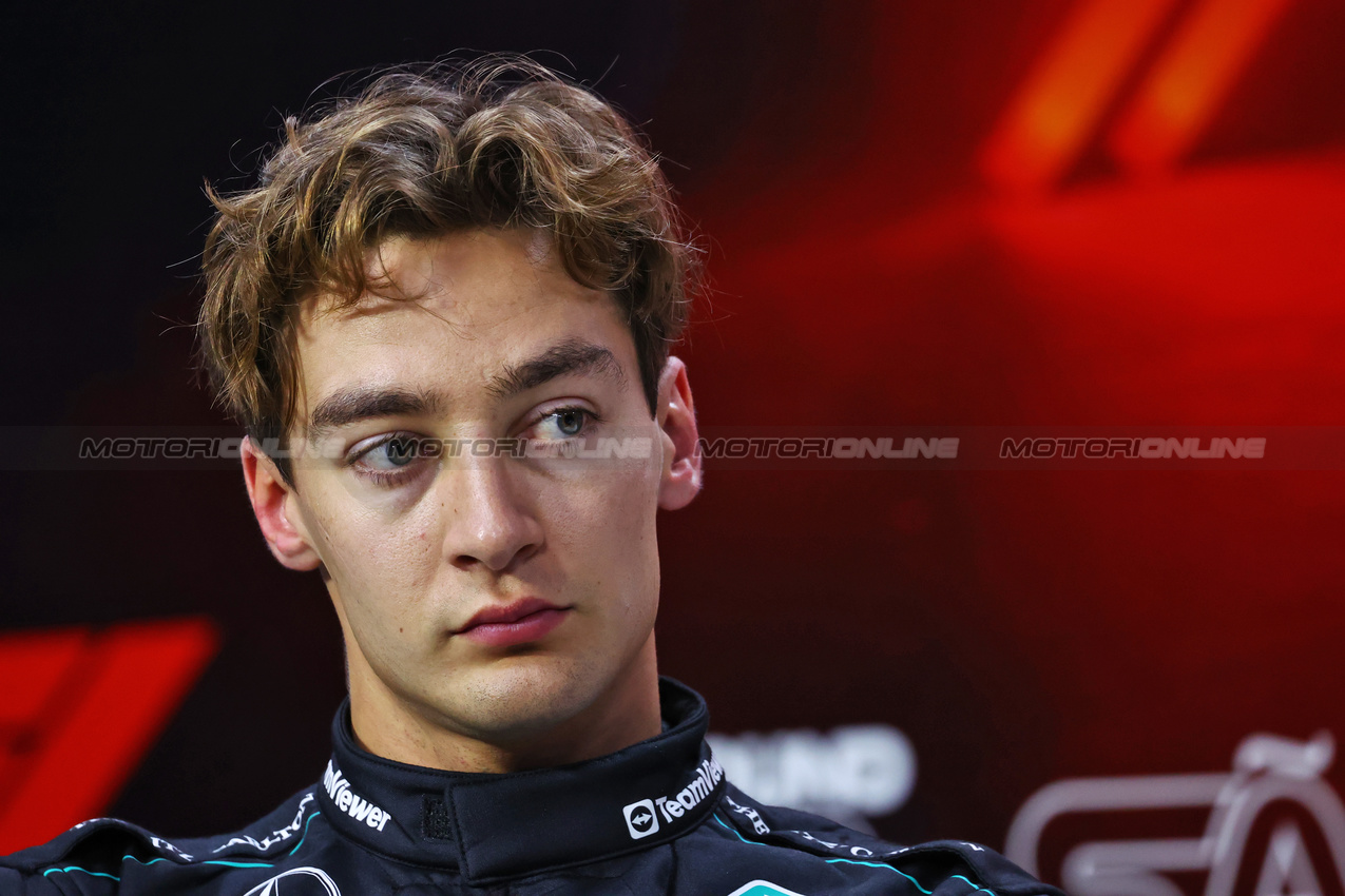 GP BRASILE, George Russell (GBR) Mercedes AMG F1 in the post qualifying FIA Press Conference.

03.11.2024. Formula 1 World Championship, Rd 21, Brazilian Grand Prix, Sao Paulo, Brazil, Gara Day.

- www.xpbimages.com, EMail: requests@xpbimages.com © Copyright: Charniaux / XPB Images