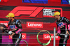 GP BRASILE, (L to R): Pierre Gasly (FRA) Alpine F1 Team celebrates his third position on the podium with second placed Esteban Ocon (FRA) Alpine F1 Team on the podium.

03.11.2024. Formula 1 World Championship, Rd 21, Brazilian Grand Prix, Sao Paulo, Brazil, Gara Day.

 - www.xpbimages.com, EMail: requests@xpbimages.com © Copyright: Coates / XPB Images