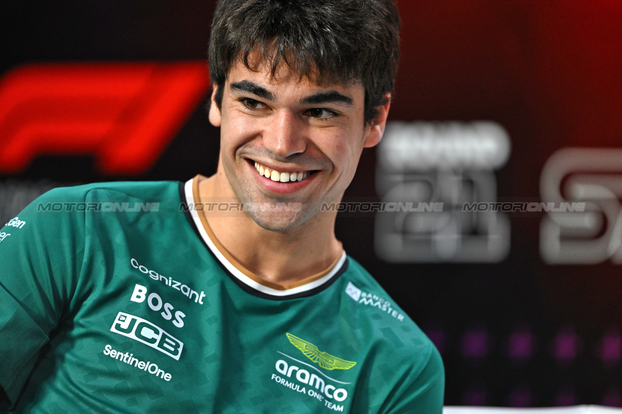 GP BRASILE, Lance Stroll (CDN) Aston Martin F1 Team in the FIA Press Conference.

31.10.2024. Formula 1 World Championship, Rd 21, Brazilian Grand Prix, Sao Paulo, Brazil, Preparation Day.

- www.xpbimages.com, EMail: requests@xpbimages.com © Copyright: Price / XPB Images