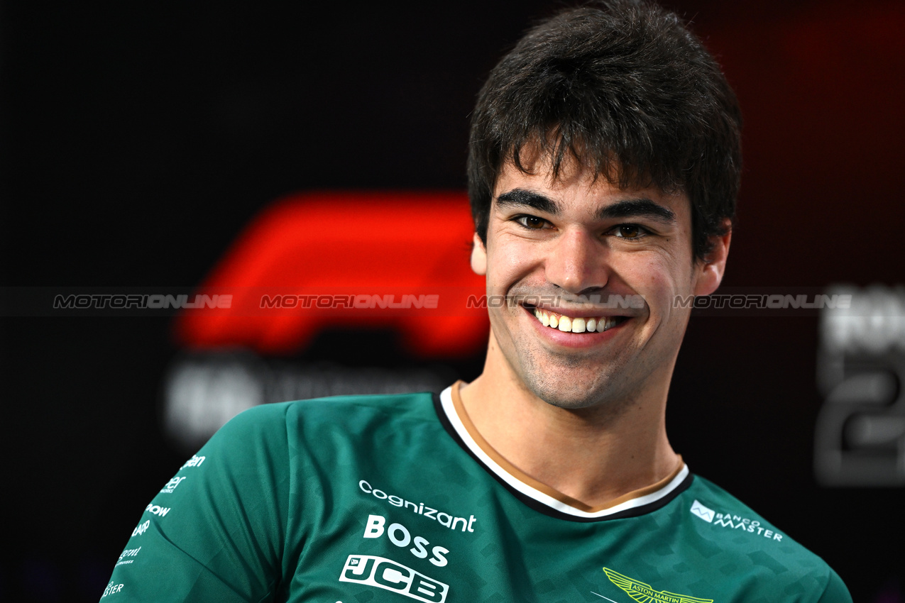 GP BRASILE, Lance Stroll (CDN) Aston Martin F1 Team in the FIA Press Conference.

31.10.2024. Formula 1 World Championship, Rd 21, Brazilian Grand Prix, Sao Paulo, Brazil, Preparation Day.

- www.xpbimages.com, EMail: requests@xpbimages.com © Copyright: Price / XPB Images