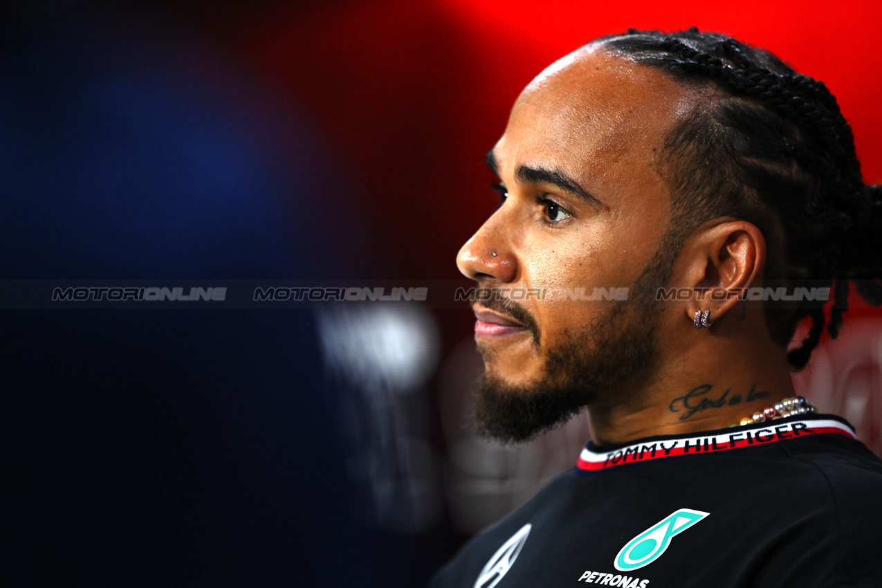 GP BRASILE, Lewis Hamilton (GBR) Mercedes AMG F1 in the FIA Press Conference.

31.10.2024. Formula 1 World Championship, Rd 21, Brazilian Grand Prix, Sao Paulo, Brazil, Preparation Day.

- www.xpbimages.com, EMail: requests@xpbimages.com © Copyright: Price / XPB Images