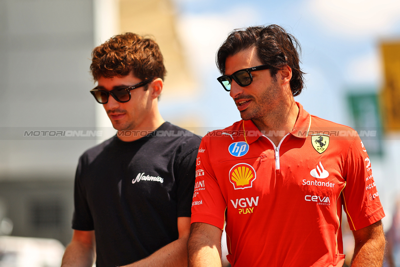 GP BRASILE, (L to R): Charles Leclerc (MON) Ferrari with team mate Carlos Sainz Jr (ESP) Ferrari.

31.10.2024. Formula 1 World Championship, Rd 21, Brazilian Grand Prix, Sao Paulo, Brazil, Preparation Day.

- www.xpbimages.com, EMail: requests@xpbimages.com © Copyright: XPB Images