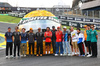 GP BRASILE, F1 drivers lined up at the Senna S with a tribute helmet of Ayrton Senna made from recycled materials.

31.10.2024. Formula 1 World Championship, Rd 21, Brazilian Grand Prix, Sao Paulo, Brazil, Preparation Day.

 - www.xpbimages.com, EMail: requests@xpbimages.com © Copyright: Coates / XPB Images