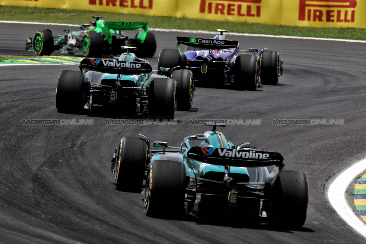 GP BRASILE, Fernando Alonso (ESP) Aston Martin F1 Team AMR24 davanti a Lance Stroll (CDN) Aston Martin F1 Team AMR24.

02.11.2024. Formula 1 World Championship, Rd 21, Brazilian Grand Prix, Sao Paulo, Brazil, Sprint e Qualifiche Day.

 - www.xpbimages.com, EMail: requests@xpbimages.com © Copyright: Staley / XPB Images