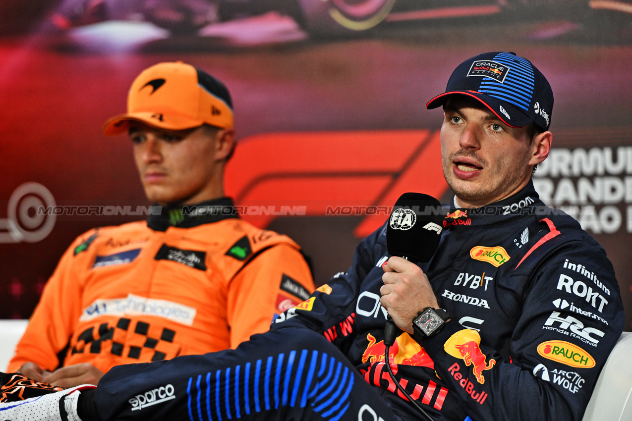 GP BRASILE, Max Verstappen (NLD) Red Bull Racing in the post Sprint FIA Press Conference.

02.11.2024. Formula 1 World Championship, Rd 21, Brazilian Grand Prix, Sao Paulo, Brazil, Sprint e Qualifiche Day.

- www.xpbimages.com, EMail: requests@xpbimages.com © Copyright: Price / XPB Images