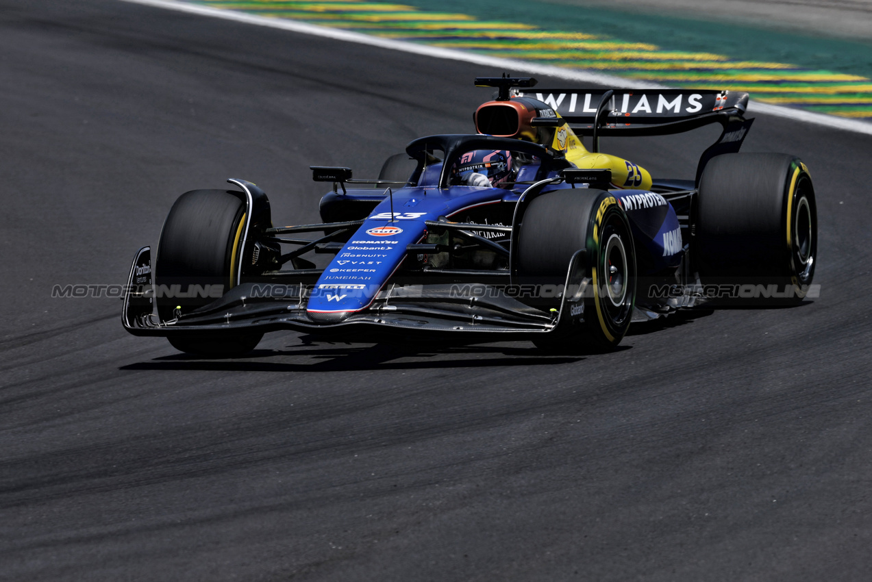 GP BRASILE, Alexander Albon (THA) Williams Racing FW46.

01.11.2024. Formula 1 World Championship, Rd 21, Brazilian Grand Prix, Sao Paulo, Brazil, Sprint Qualifiche Day.

 - www.xpbimages.com, EMail: requests@xpbimages.com © Copyright: Staley / XPB Images