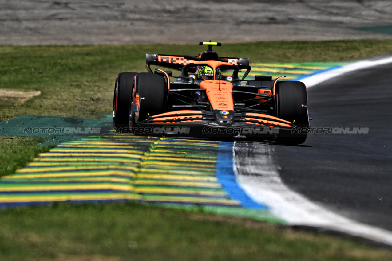 GP BRASILE, Lando Norris (GBR) McLaren MCL38.

01.11.2024. Formula 1 World Championship, Rd 21, Brazilian Grand Prix, Sao Paulo, Brazil, Sprint Qualifiche Day.

- www.xpbimages.com, EMail: requests@xpbimages.com © Copyright: Price / XPB Images