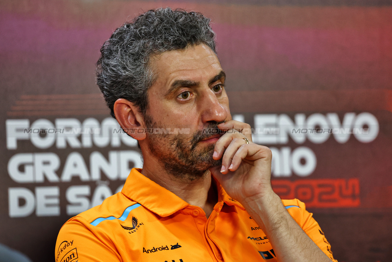 GP BRASILE, Andrea Stella (ITA) McLaren Team Principal in the FIA Press Conference.

01.11.2024. Formula 1 World Championship, Rd 21, Brazilian Grand Prix, Sao Paulo, Brazil, Sprint Qualifiche Day.

- www.xpbimages.com, EMail: requests@xpbimages.com © Copyright: Charniaux / XPB Images