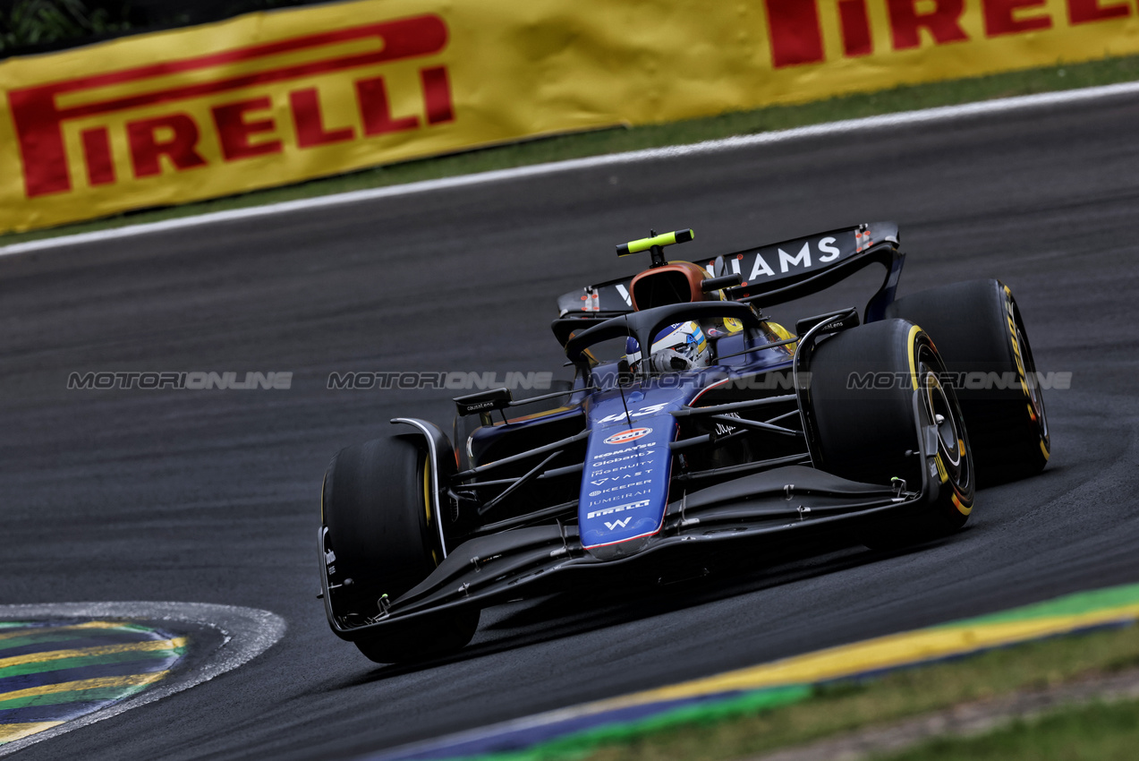 GP BRASILE, Franco Colapinto (ARG) Williams Racing FW46.

01.11.2024. Formula 1 World Championship, Rd 21, Brazilian Grand Prix, Sao Paulo, Brazil, Sprint Qualifiche Day.

 - www.xpbimages.com, EMail: requests@xpbimages.com © Copyright: Staley / XPB Images