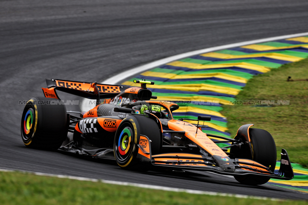 GP BRASILE, Lando Norris (GBR) McLaren MCL38.

01.11.2024. Formula 1 World Championship, Rd 21, Brazilian Grand Prix, Sao Paulo, Brazil, Sprint Qualifiche Day.

 - www.xpbimages.com, EMail: requests@xpbimages.com © Copyright: Coates / XPB Images