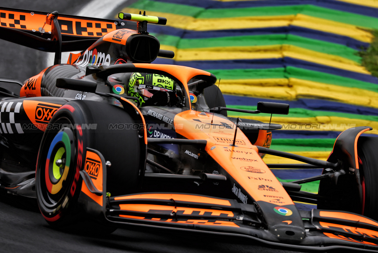 GP BRASILE, Lando Norris (GBR) McLaren MCL38.

01.11.2024. Formula 1 World Championship, Rd 21, Brazilian Grand Prix, Sao Paulo, Brazil, Sprint Qualifiche Day.

 - www.xpbimages.com, EMail: requests@xpbimages.com © Copyright: Coates / XPB Images