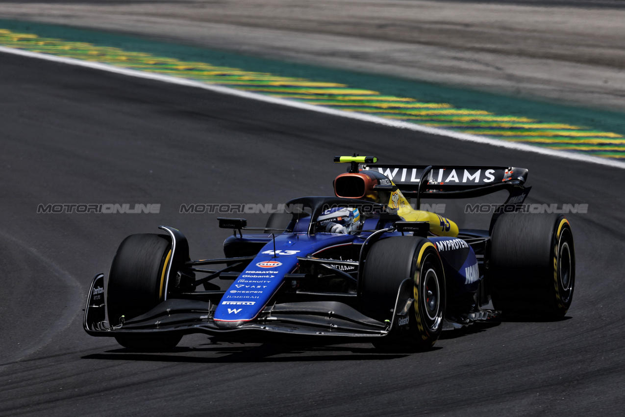 GP BRASILE, Franco Colapinto (ARG) Williams Racing FW46.

01.11.2024. Formula 1 World Championship, Rd 21, Brazilian Grand Prix, Sao Paulo, Brazil, Sprint Qualifiche Day.

 - www.xpbimages.com, EMail: requests@xpbimages.com © Copyright: Staley / XPB Images