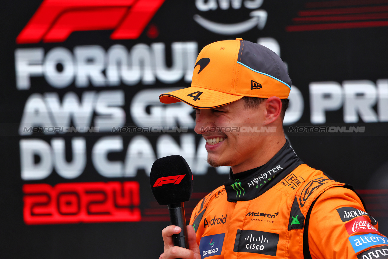 GP CANADA, Second placed Lando Norris (GBR) McLaren in parc ferme.

09.06.2024. Formula 1 World Championship, Rd 9, Canadian Grand Prix, Montreal, Canada, Gara Day.

- www.xpbimages.com, EMail: requests@xpbimages.com © Copyright: Charniaux / XPB Images