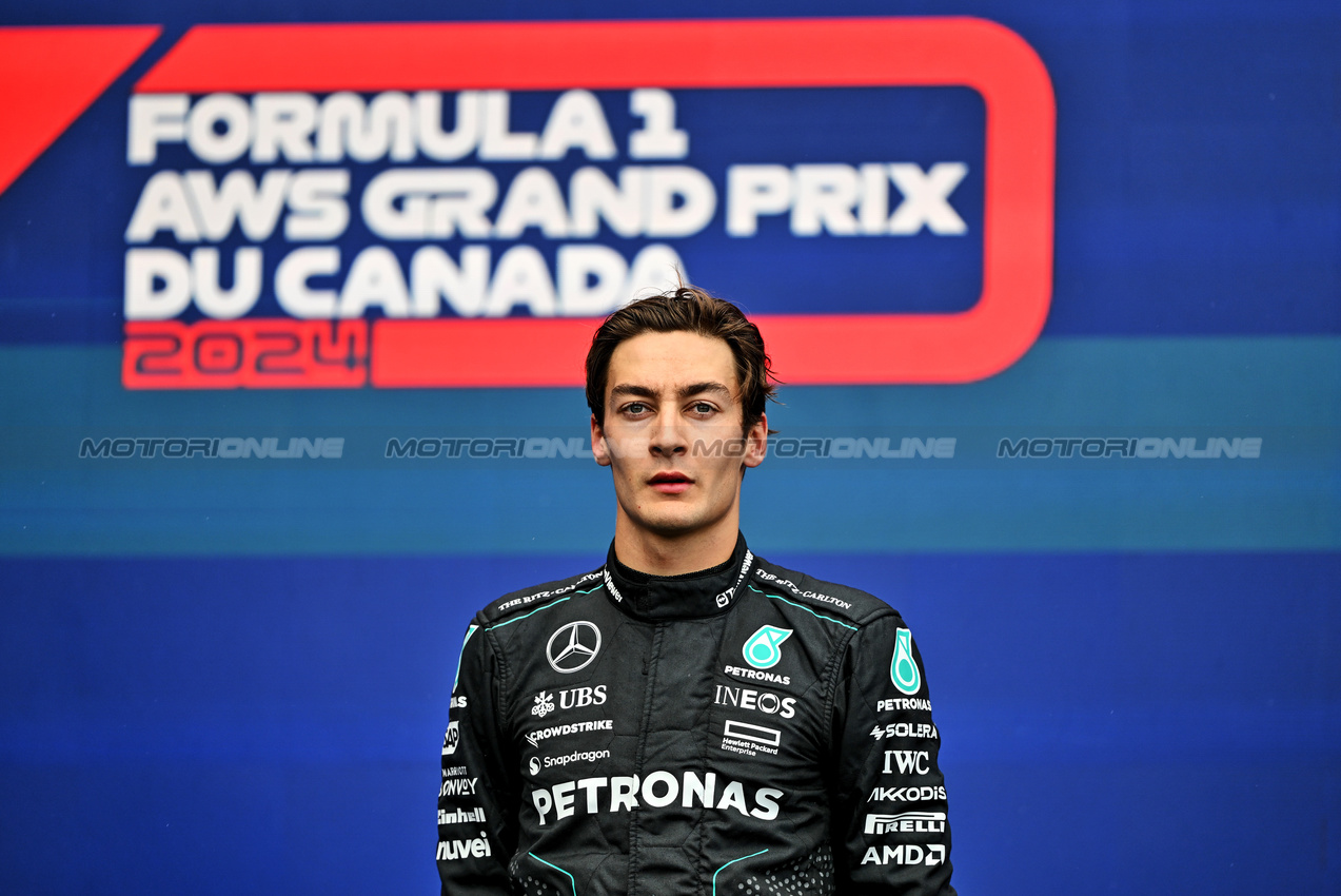 GP CANADA, Third placed George Russell (GBR) Mercedes AMG F1 on the podium.

09.06.2024. Formula 1 World Championship, Rd 9, Canadian Grand Prix, Montreal, Canada, Gara Day.

- www.xpbimages.com, EMail: requests@xpbimages.com © Copyright: Price / XPB Images