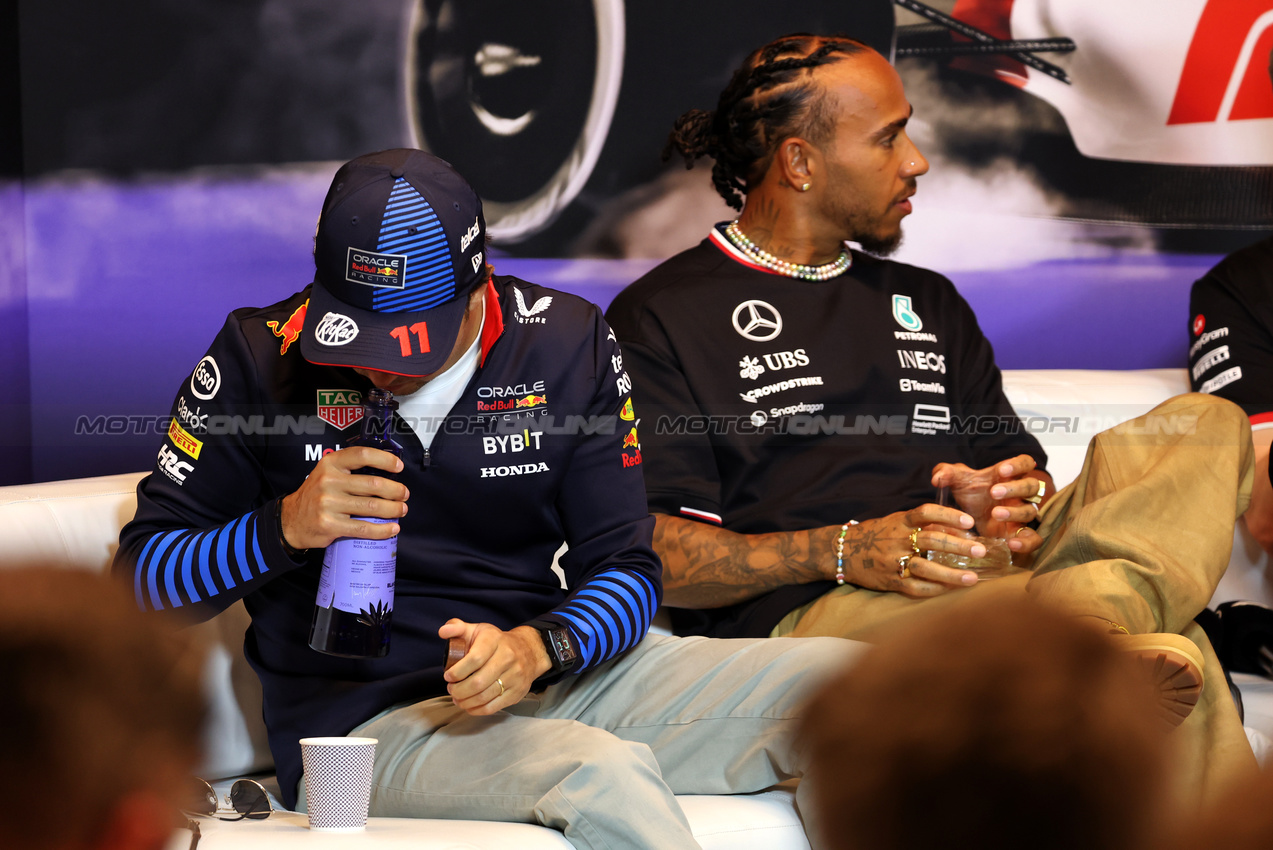 GP CANADA, Sergio Perez (MEX) Red Bull Racing in the FIA Press Conference.

06.06.2024. Formula 1 World Championship, Rd 9, Canadian Grand Prix, Montreal, Canada, Preparation Day.

- www.xpbimages.com, EMail: requests@xpbimages.com © Copyright: Bearne / XPB Images