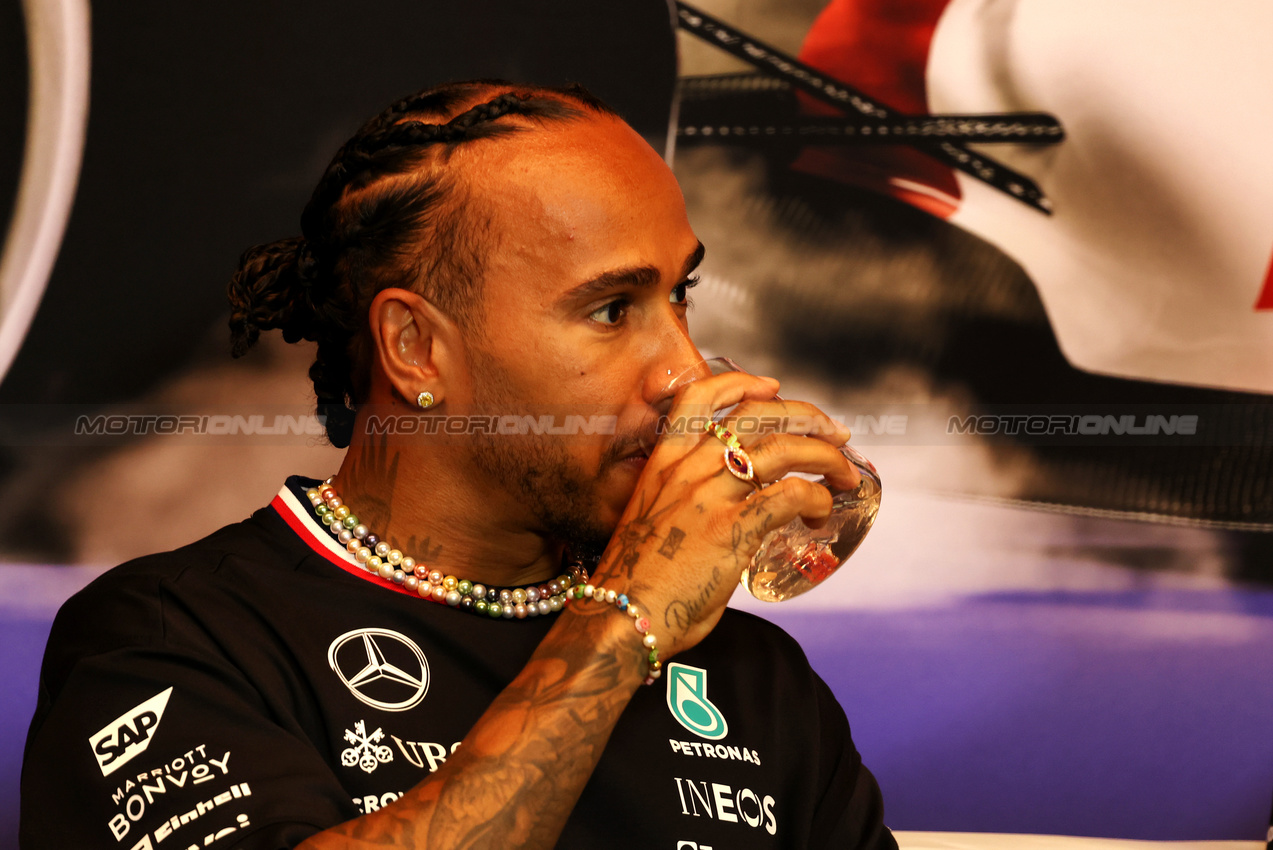 GP CANADA, Lewis Hamilton (GBR) Mercedes AMG F1 in the FIA Press Conference.

06.06.2024. Formula 1 World Championship, Rd 9, Canadian Grand Prix, Montreal, Canada, Preparation Day.

- www.xpbimages.com, EMail: requests@xpbimages.com © Copyright: Bearne / XPB Images