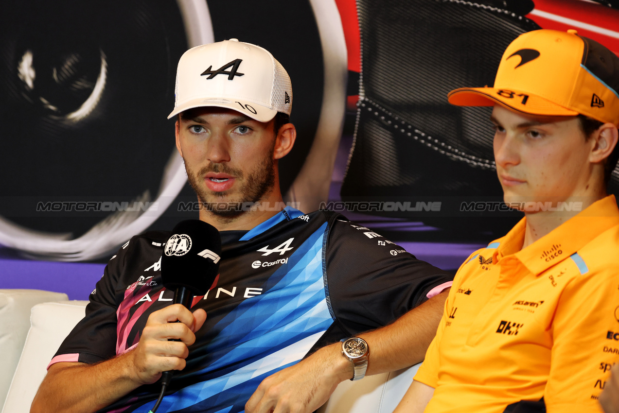 GP CANADA, (L to R): Pierre Gasly (FRA) Alpine F1 Team e Oscar Piastri (AUS) McLaren in the FIA Press Conference.

06.06.2024. Formula 1 World Championship, Rd 9, Canadian Grand Prix, Montreal, Canada, Preparation Day.

- www.xpbimages.com, EMail: requests@xpbimages.com © Copyright: Bearne / XPB Images