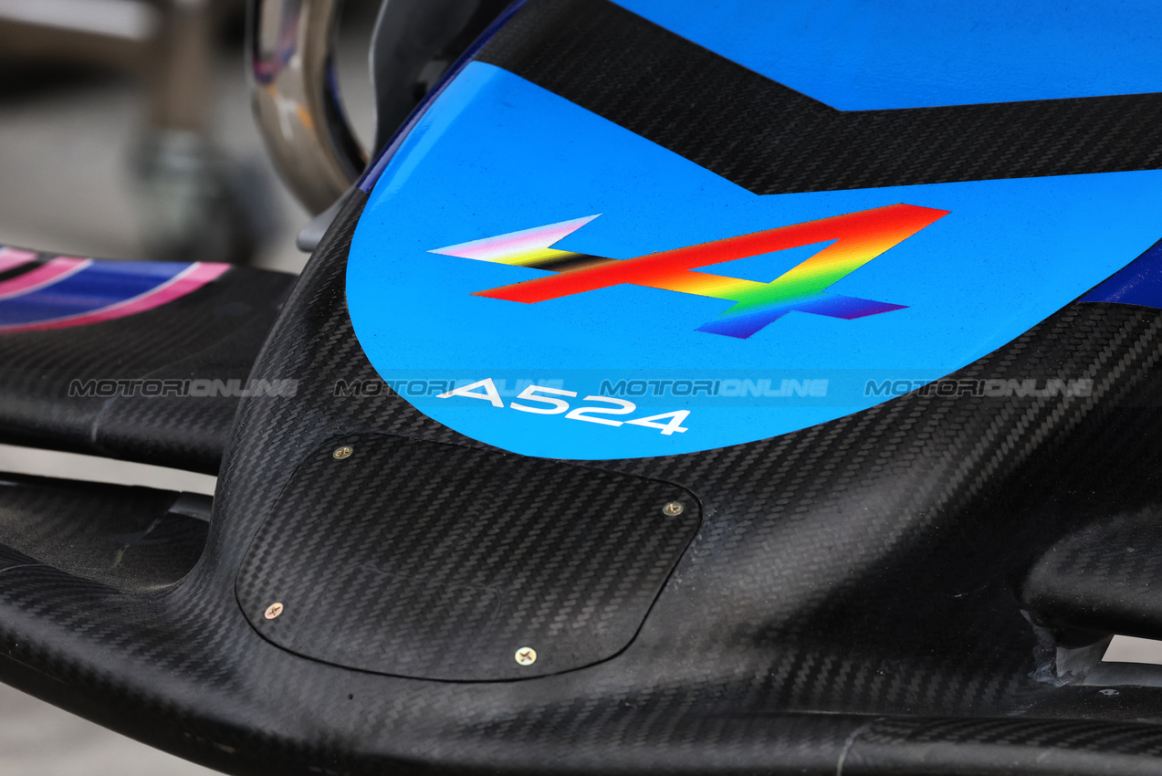 GP CANADA, Alpine F1 Team A524 nosecone - Alpine rainbow logo.

06.06.2024. Formula 1 World Championship, Rd 9, Canadian Grand Prix, Montreal, Canada, Preparation Day.

- www.xpbimages.com, EMail: requests@xpbimages.com © Copyright: Batchelor / XPB Images