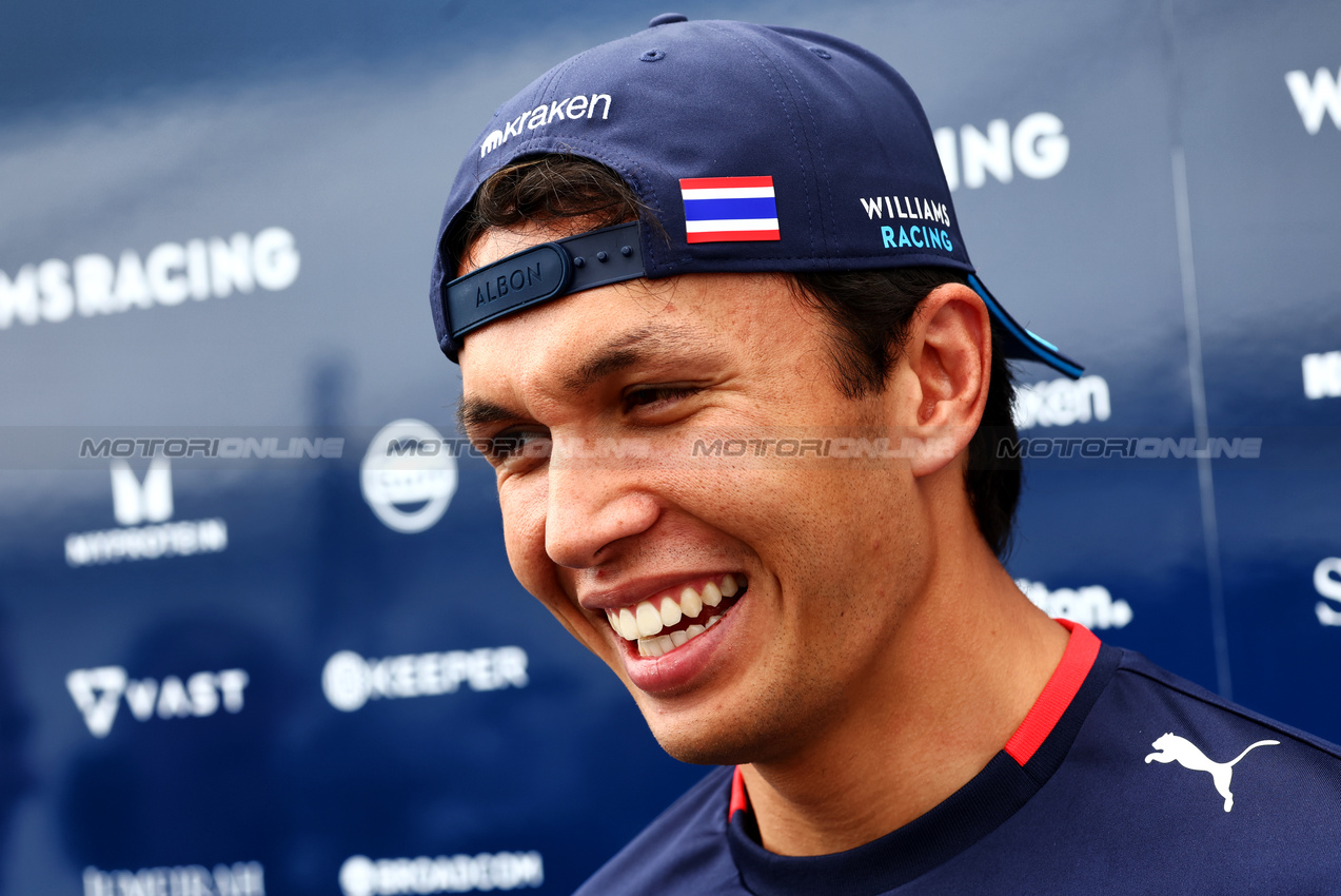 GP CANADA, Alexander Albon (THA) Williams Racing with the media.

06.06.2024. Formula 1 World Championship, Rd 9, Canadian Grand Prix, Montreal, Canada, Preparation Day.

 - www.xpbimages.com, EMail: requests@xpbimages.com © Copyright: Coates / XPB Images