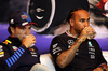 GP CANADA, (L to R): Sergio Perez (MEX) Red Bull Racing e Lewis Hamilton (GBR) Mercedes AMG F1 in the FIA Press Conference.

06.06.2024. Formula 1 World Championship, Rd 9, Canadian Grand Prix, Montreal, Canada, Preparation Day.

- www.xpbimages.com, EMail: requests@xpbimages.com © Copyright: Bearne / XPB Images