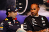 GP CANADA, (L to R): Sergio Perez (MEX) Red Bull Racing e Lewis Hamilton (GBR) Mercedes AMG F1 in the FIA Press Conference.

06.06.2024. Formula 1 World Championship, Rd 9, Canadian Grand Prix, Montreal, Canada, Preparation Day.

- www.xpbimages.com, EMail: requests@xpbimages.com © Copyright: Bearne / XPB Images