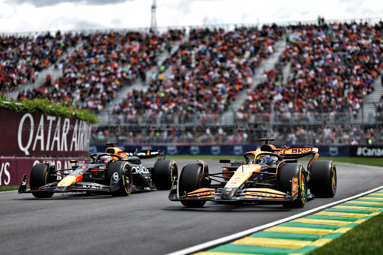 GP CANADA, Oscar Piastri (AUS) McLaren MCL38 e Max Verstappen (NLD) Red Bull Racing RB20.

08.06.2024. Formula 1 World Championship, Rd 9, Canadian Grand Prix, Montreal, Canada, Qualifiche Day.

- www.xpbimages.com, EMail: requests@xpbimages.com © Copyright: Bearne / XPB Images