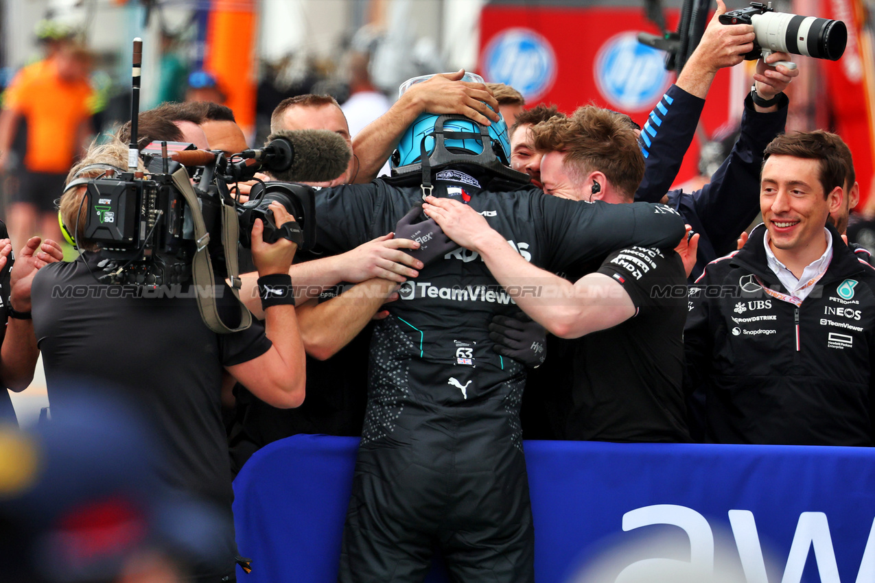 GP CANADA, George Russell (GBR) Mercedes AMG F1 celebrates his pole position in qualifying parc ferme with the team.

08.06.2024. Formula 1 World Championship, Rd 9, Canadian Grand Prix, Montreal, Canada, Qualifiche Day.

- www.xpbimages.com, EMail: requests@xpbimages.com © Copyright: Batchelor / XPB Images