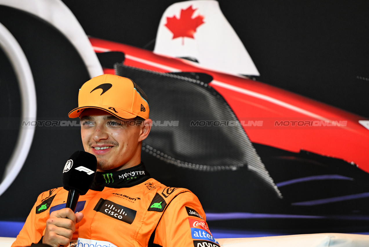 GP CANADA, Lando Norris (GBR) McLaren in the post qualifying FIA Press Conference.

08.06.2024. Formula 1 World Championship, Rd 9, Canadian Grand Prix, Montreal, Canada, Qualifiche Day.

- www.xpbimages.com, EMail: requests@xpbimages.com © Copyright: Price / XPB Images