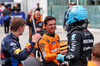 GP CANADA, George Russell (GBR) Mercedes AMG F1 (Right) celebrates his pole position in qualifying parc ferme with third placed Lando Norris (GBR) McLaren (Centre) e second placed Max Verstappen (NLD) Red Bull Racing.

08.06.2024. Formula 1 World Championship, Rd 9, Canadian Grand Prix, Montreal, Canada, Qualifiche Day.

- www.xpbimages.com, EMail: requests@xpbimages.com © Copyright: Batchelor / XPB Images