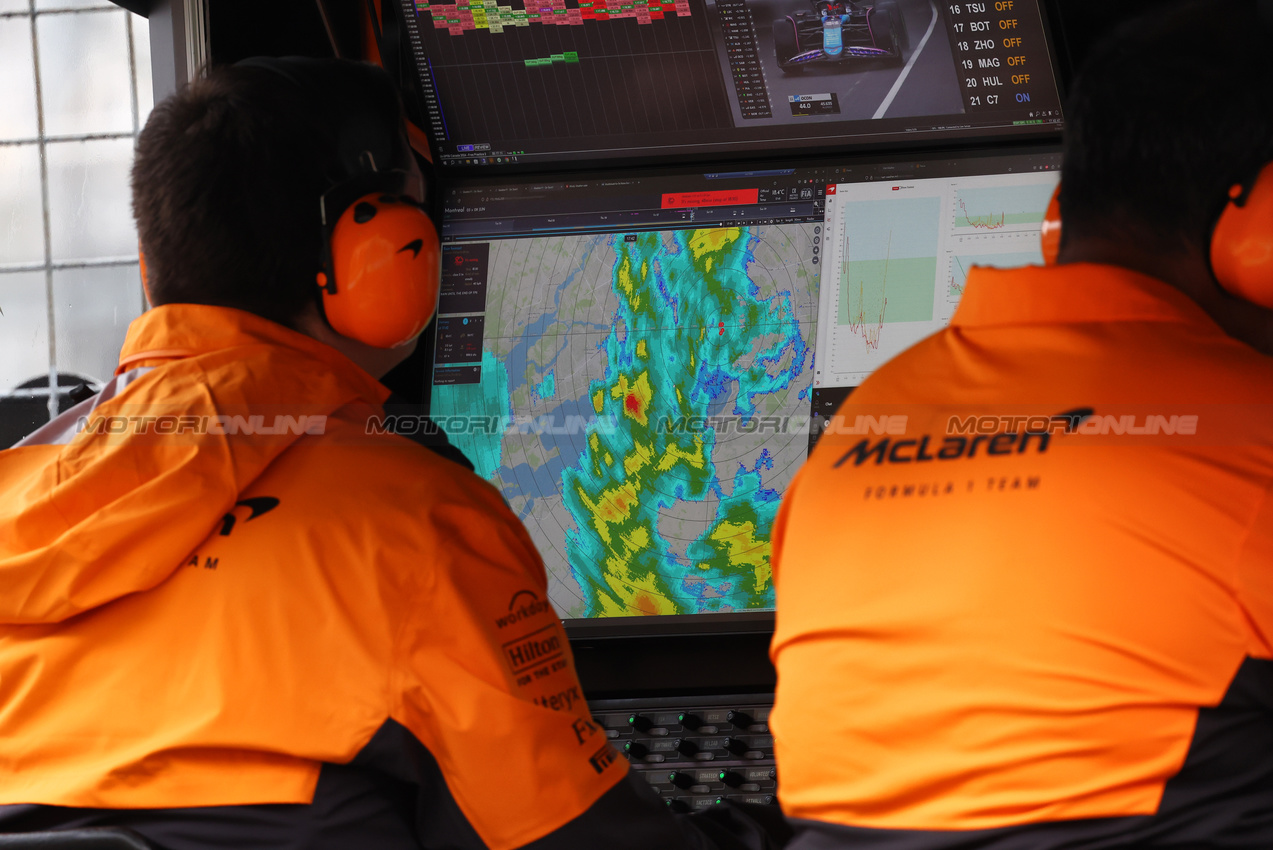 GP CANADA, McLaren pit gantry - weather radar.

07.06.2024. Formula 1 World Championship, Rd 9, Canadian Grand Prix, Montreal, Canada, Practice Day.

- www.xpbimages.com, EMail: requests@xpbimages.com © Copyright: Batchelor / XPB Images