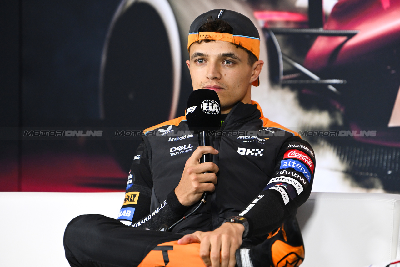 GP CINA, Lando Norris (GBR) McLaren in the post race FIA Press Conference.

21.04.2024. Formula 1 World Championship, Rd 5, Chinese Grand Prix, Shanghai, China, Gara Day.

- www.xpbimages.com, EMail: requests@xpbimages.com © Copyright: XPB Images