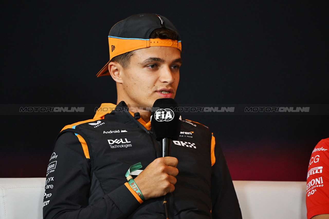 GP CINA, Lando Norris (GBR) McLaren in the FIA Press Conference.

18.04.2024. Formula 1 World Championship, Rd 5, Chinese Grand Prix, Shanghai, China, Preparation Day.

- www.xpbimages.com, EMail: requests@xpbimages.com © Copyright: XPB Images