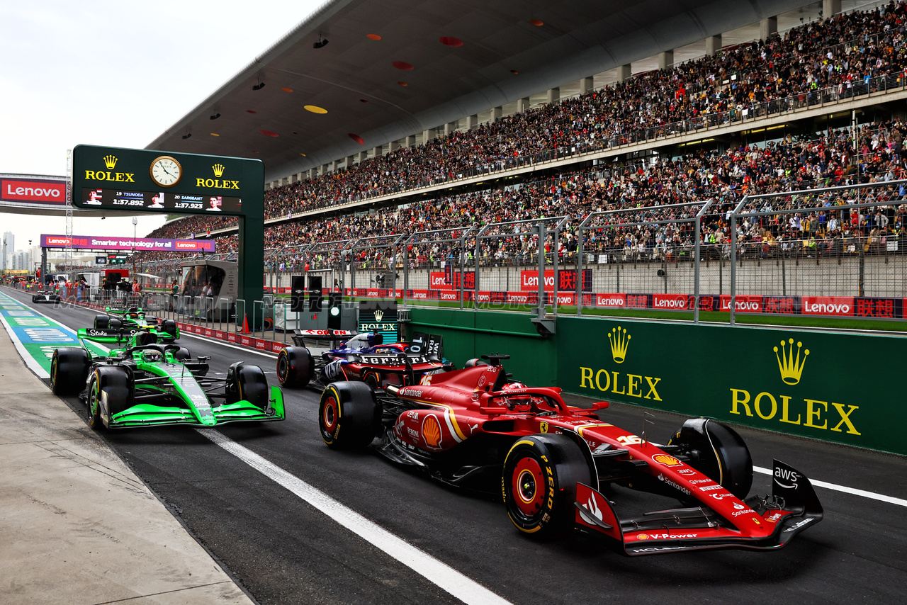 GP CINA, Charles Leclerc (MON) Ferrari SF-24 leaves the pits.

19.04.2024. Formula 1 World Championship, Rd 5, Chinese Grand Prix, Shanghai, China, Sprint Qualifiche Day.

- www.xpbimages.com, EMail: requests@xpbimages.com © Copyright: Batchelor / XPB Images