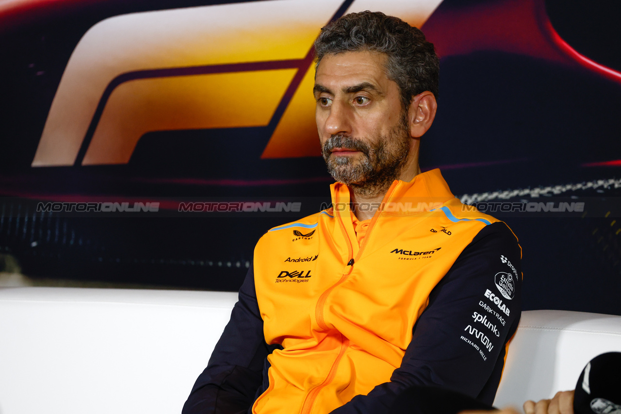 GP CINA, Andrea Stella (ITA) McLaren Team Principal in the FIA Press Conference.

19.04.2024. Formula 1 World Championship, Rd 5, Chinese Grand Prix, Shanghai, China, Sprint Qualifiche Day.

- www.xpbimages.com, EMail: requests@xpbimages.com © Copyright: XPB Images