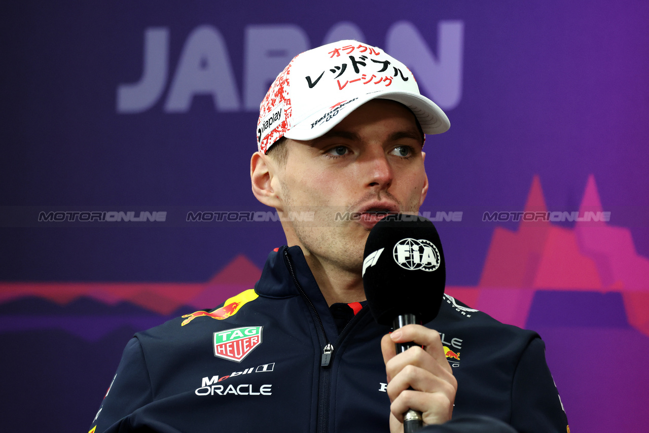 GP GIAPPONE, Max Verstappen (NLD) Red Bull Racing in the FIA Press Conference.

04.04.2024. Formula 1 World Championship, Rd 4, Japanese Grand Prix, Suzuka, Japan, Preparation Day.

- www.xpbimages.com, EMail: requests@xpbimages.com © Copyright: Moy / XPB Images