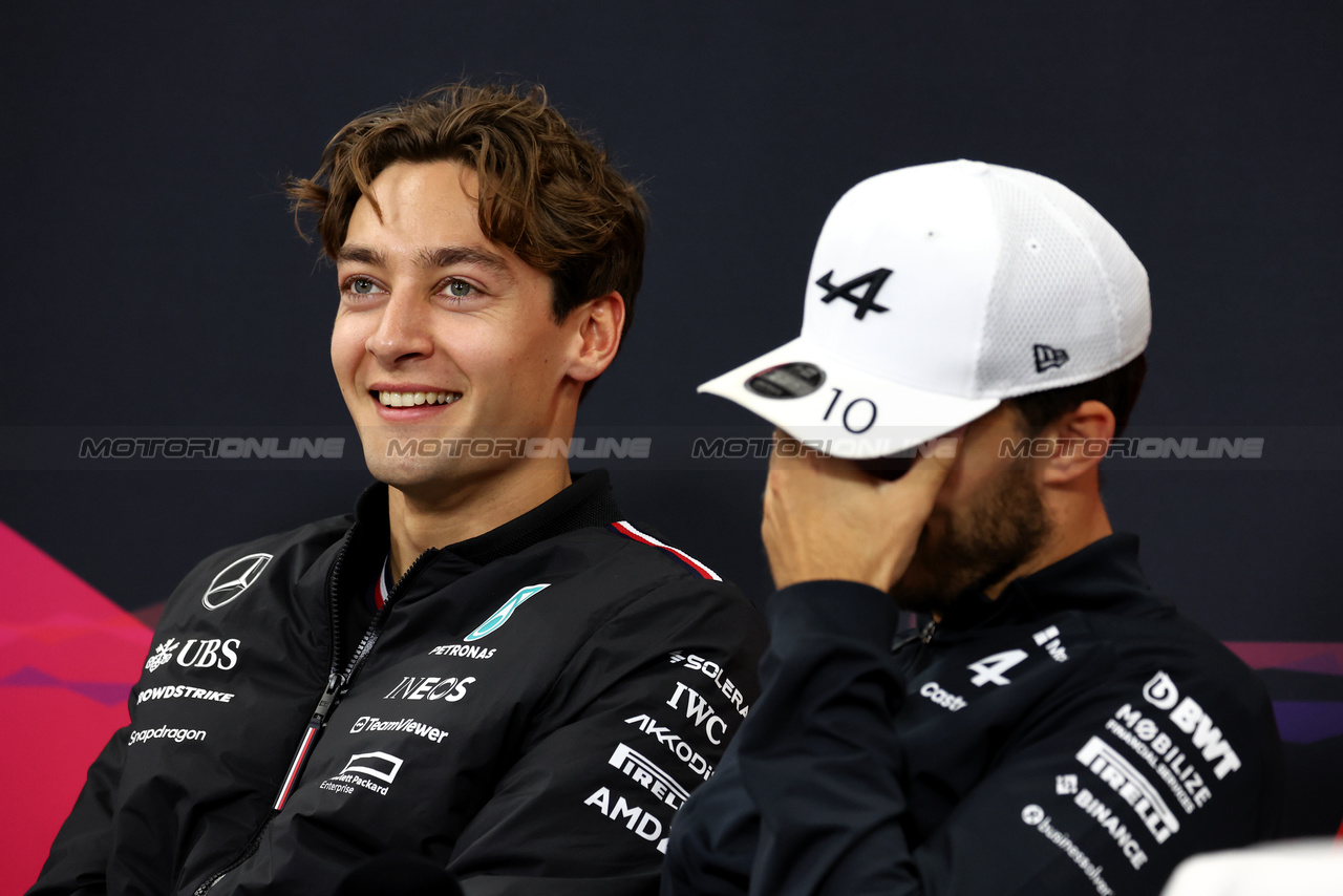 GP GIAPPONE, George Russell (GBR) Mercedes AMG F1 e Pierre Gasly (FRA) Alpine F1 Team in the FIA Press Conference.

04.04.2024. Formula 1 World Championship, Rd 4, Japanese Grand Prix, Suzuka, Japan, Preparation Day.

- www.xpbimages.com, EMail: requests@xpbimages.com © Copyright: Moy / XPB Images