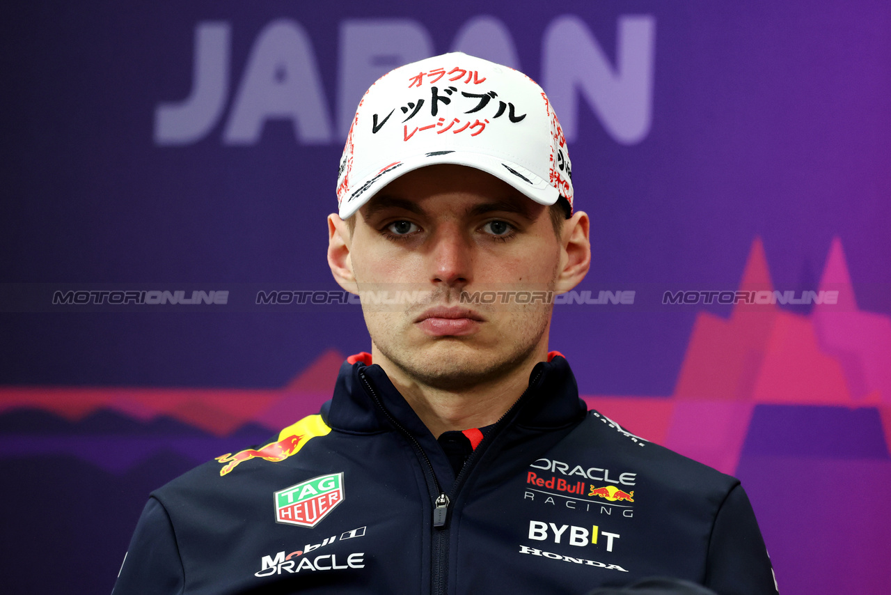 GP GIAPPONE, Max Verstappen (NLD) Red Bull Racing in the FIA Press Conference.

04.04.2024. Formula 1 World Championship, Rd 4, Japanese Grand Prix, Suzuka, Japan, Preparation Day.

- www.xpbimages.com, EMail: requests@xpbimages.com © Copyright: Moy / XPB Images