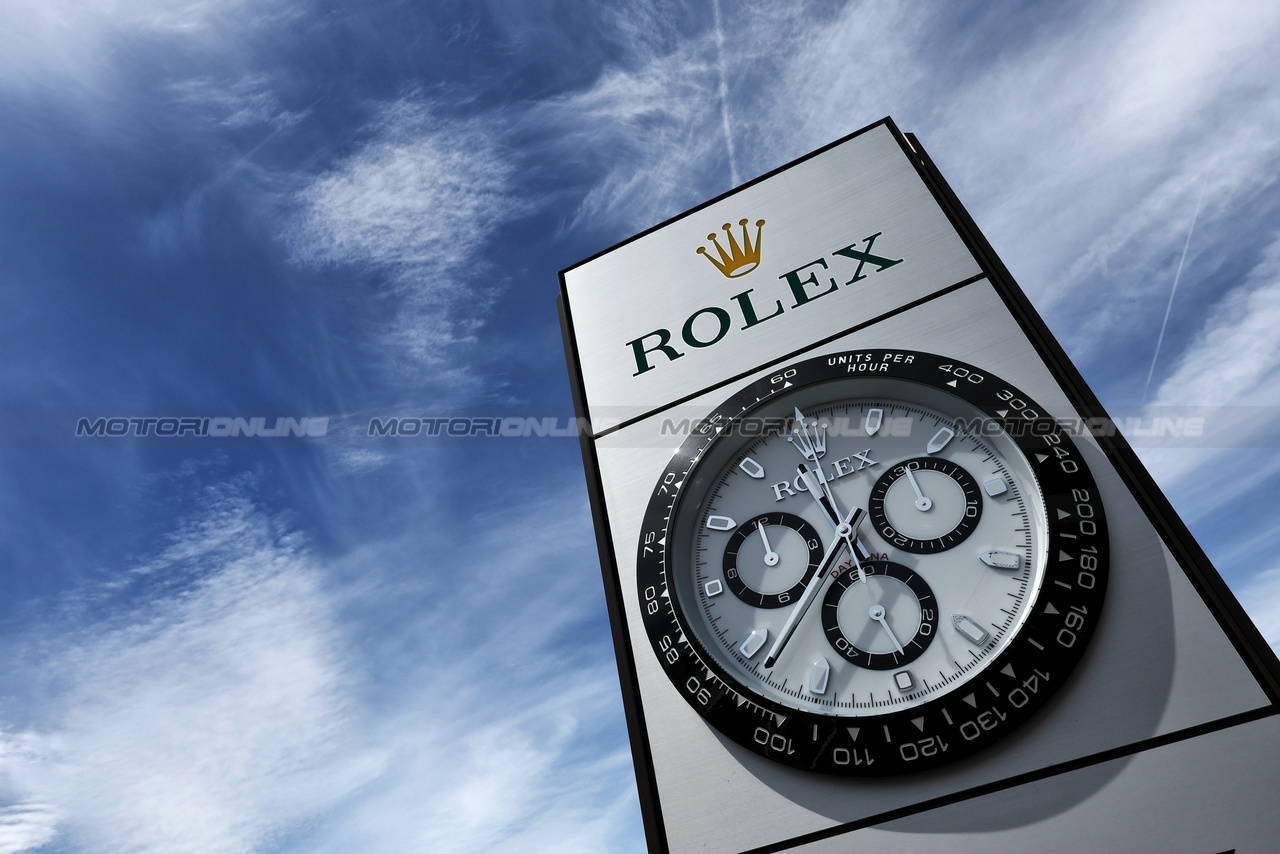 GP GIAPPONE, Circuit Atmosfera - Rolex clock in the paddock.

04.04.2024. Formula 1 World Championship, Rd 4, Japanese Grand Prix, Suzuka, Japan, Preparation Day.

- www.xpbimages.com, EMail: requests@xpbimages.com © Copyright: Moy / XPB Images