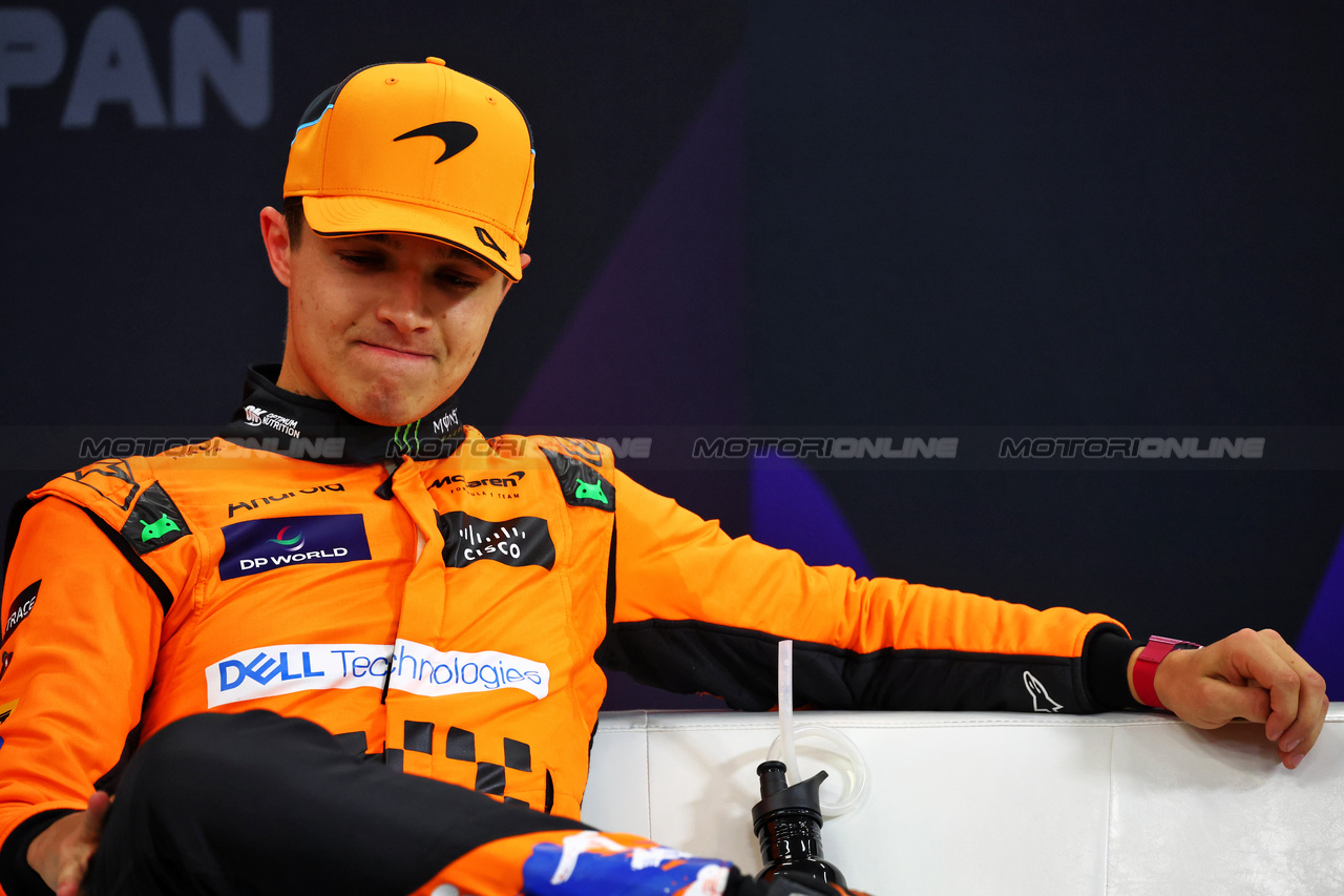 GP GIAPPONE, Lando Norris (GBR) McLaren in the post qualifying FIA Press Conference.

06.04.2024. Formula 1 World Championship, Rd 4, Japanese Grand Prix, Suzuka, Japan, Qualifiche Day.

- www.xpbimages.com, EMail: requests@xpbimages.com © Copyright: Batchelor / XPB Images