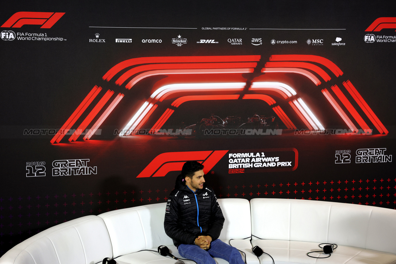 GP GRAN BRETAGNA, Esteban Ocon (FRA) Alpine F1 Team in the FIA Press Conference.

04.07.2024. Formula 1 World Championship, Rd 12, British Grand Prix, Silverstone, England, Preparation Day.

- www.xpbimages.com, EMail: requests@xpbimages.com © Copyright: Bearne / XPB Images