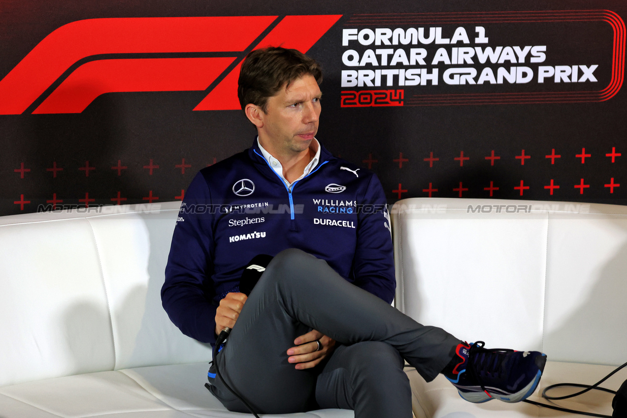 GP GRAN BRETAGNA, James Vowles (GBR) Williams Racing Team Principal in the FIA Press Conference.

05.07.2024. Formula 1 World Championship, Rd 12, British Grand Prix, Silverstone, England, Practice Day.

- www.xpbimages.com, EMail: requests@xpbimages.com © Copyright: Bearne / XPB Images