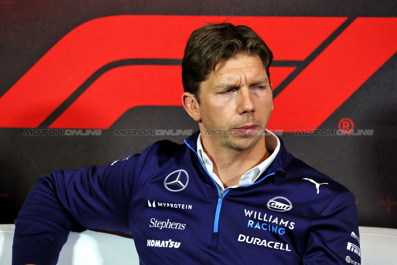 GP GRAN BRETAGNA, James Vowles (GBR) Williams Racing Team Principal in the FIA Press Conference.

05.07.2024. Formula 1 World Championship, Rd 12, British Grand Prix, Silverstone, England, Practice Day.

- www.xpbimages.com, EMail: requests@xpbimages.com © Copyright: Bearne / XPB Images