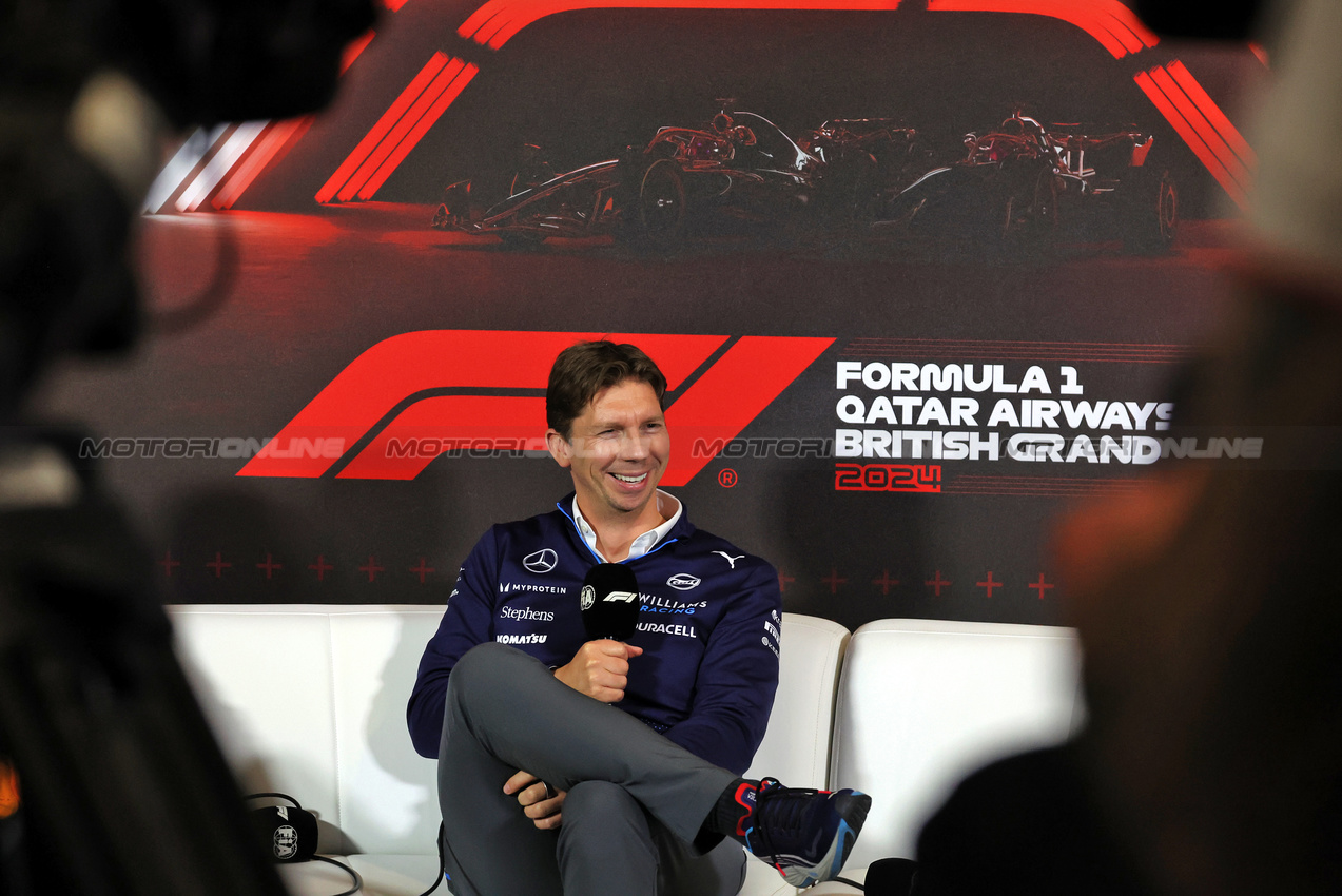 GP GRAN BRETAGNA, James Vowles (GBR) Williams Racing Team Principal in the FIA Press Conference.

05.07.2024. Formula 1 World Championship, Rd 12, British Grand Prix, Silverstone, England, Practice Day.

- www.xpbimages.com, EMail: requests@xpbimages.com © Copyright: Bearne / XPB Images