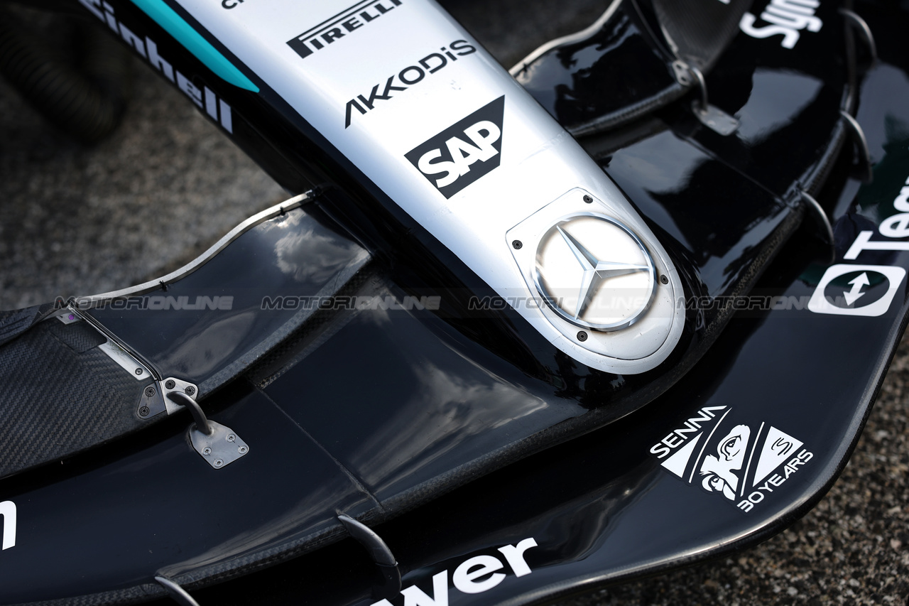 GP IMOLA, Mercedes AMG F1 W15 nosecone.

19.05.2024. Formula 1 World Championship, Rd 7, Emilia Romagna Grand Prix, Imola, Italy, Gara Day.

 - www.xpbimages.com, EMail: requests@xpbimages.com © Copyright: Staley / XPB Images