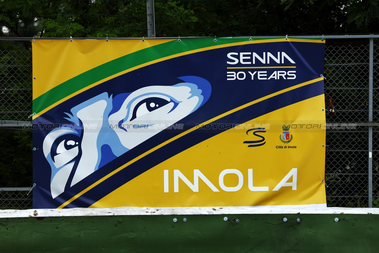 GP IMOLA, Circuit Atmosfera - tribute to Ayrton Senna 30 years after his fatal accident at Tamburello. 

16.05.2024. Formula 1 World Championship, Rd 7, Emilia Romagna Grand Prix, Imola, Italy, Preparation Day.

 - www.xpbimages.com, EMail: requests@xpbimages.com © Copyright: Staley / XPB Images
